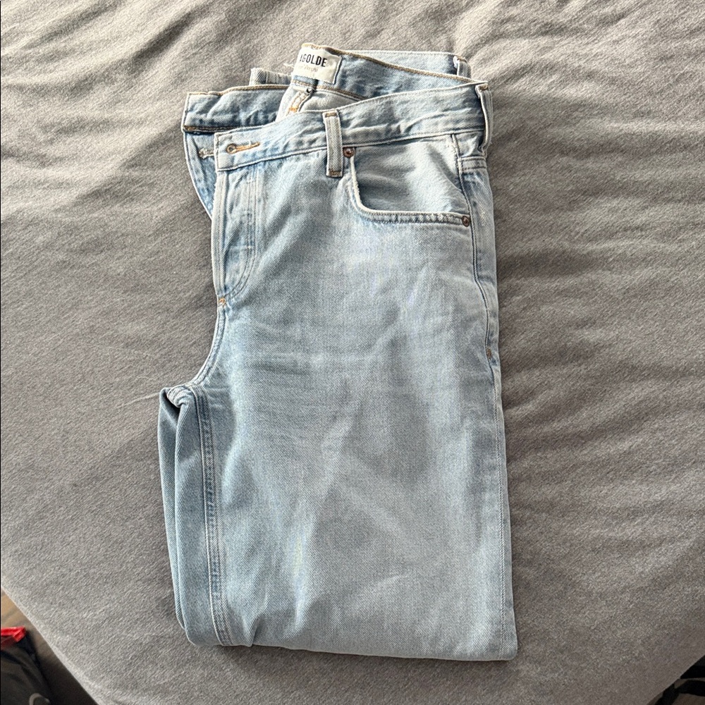 Agolde Light Wash Slim Straight Men’s Jeans - Pale Blue